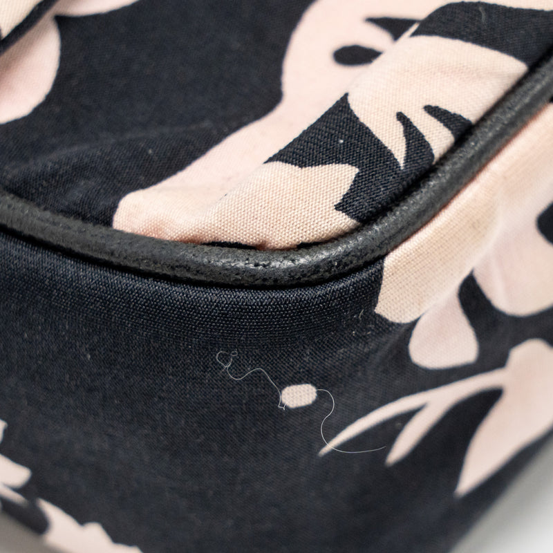 Chanel Mirror Charm Single Flap Bag Fabric Black/Pink SHW