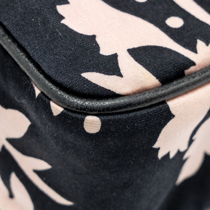Chanel Mirror Charm Single Flap Bag Fabric Black/Pink SHW