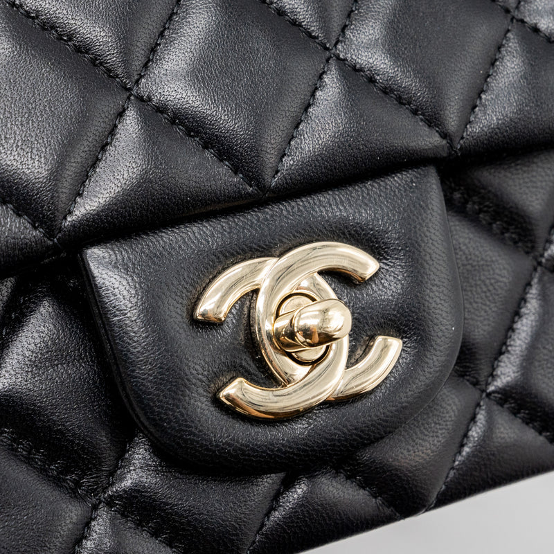 CHANEL MINI RECTANGULAR FLAP BAG LAMBSKIN BLACK LGHW (MICROCHIP)