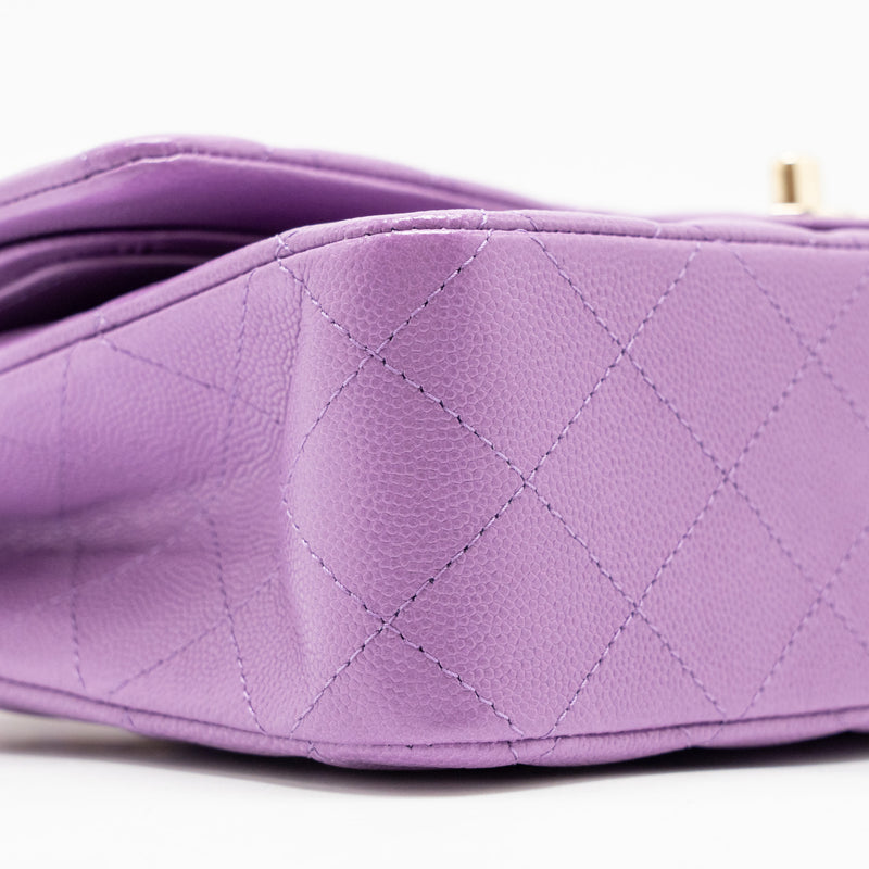 Chanel Medium Classic Double Flap Bag Caviar Purple LGHW (Microchip)