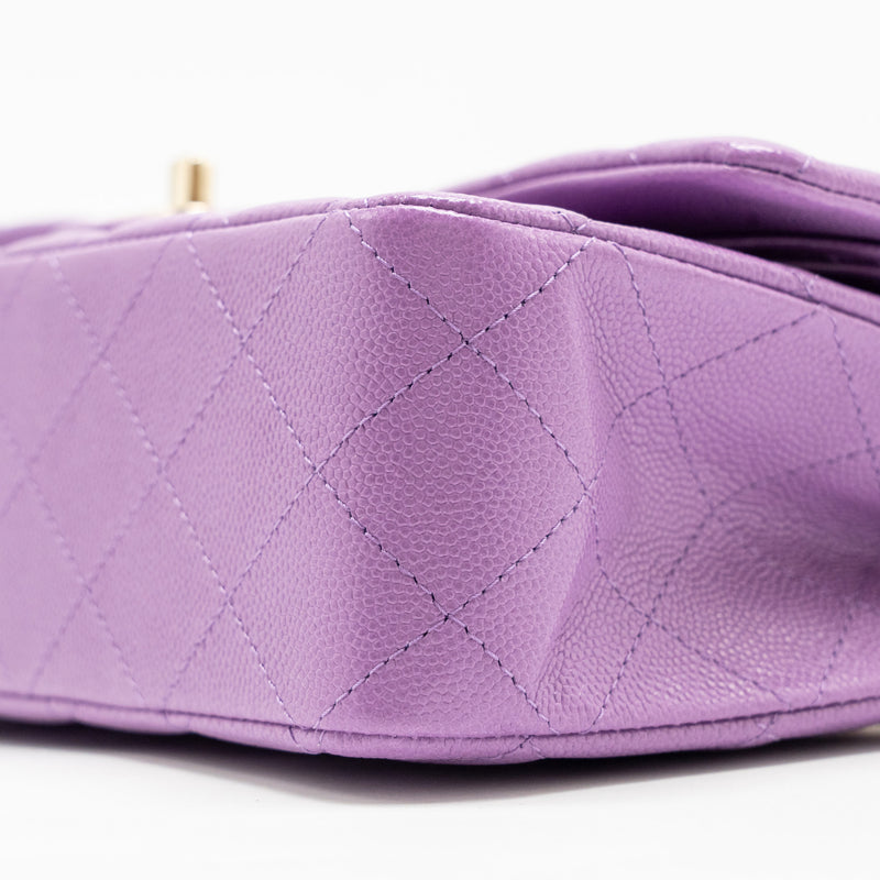 Chanel Medium Classic Double Flap Bag Caviar Purple LGHW (Microchip)