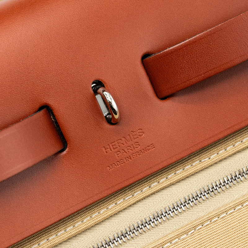 Hermes herbag 31 zip bag canvas / hunter leather trench/ Cuvier SHW stamp D