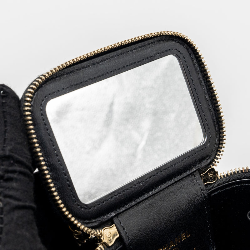Chanel Top Handle Mini Vanity Case with Chain Lambskin Black GHW (Microchip)