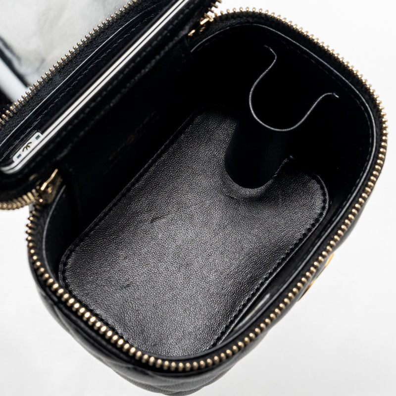 Chanel Top Handle Mini Vanity Case with Chain Lambskin Black GHW (Microchip)