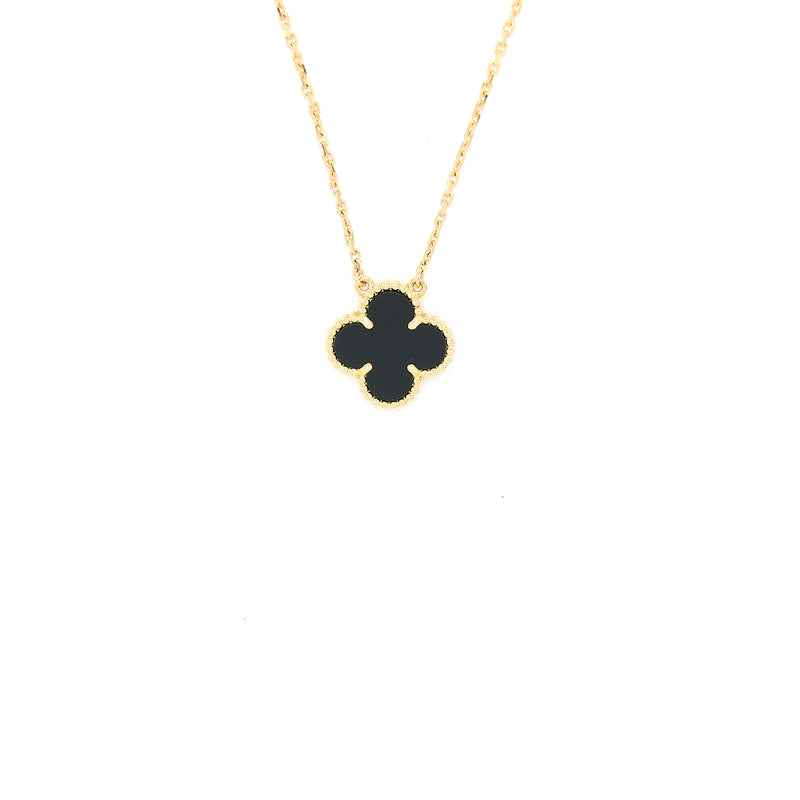 Van Cleef&Arpels Vintage Alhambra Pendant Onyx Yellow Gold