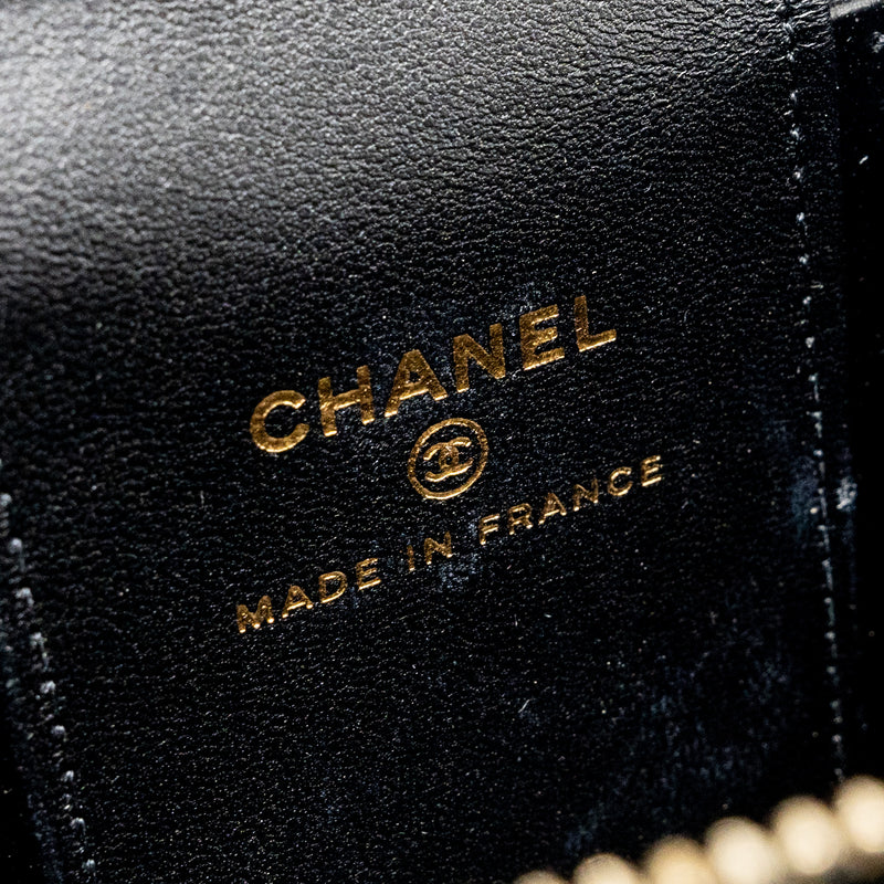Chanel Top Handle Mini Vanity Case with Chain Lambskin Black GHW (Microchip)