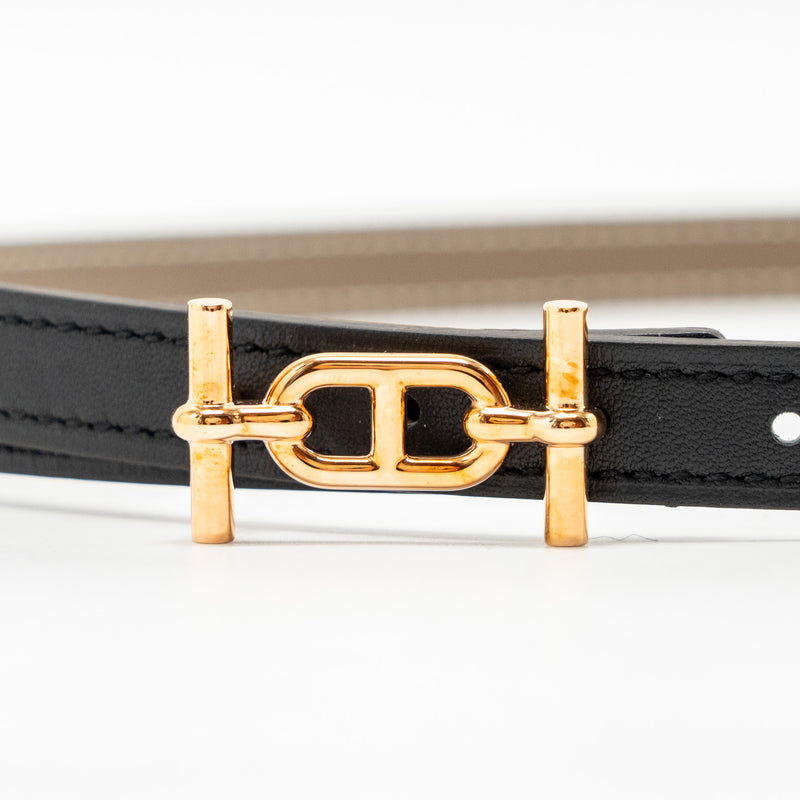 Hermes Size 75 13MM Reversible Strap Epsom/Swift Etoupe/Black RGHW Stamp U