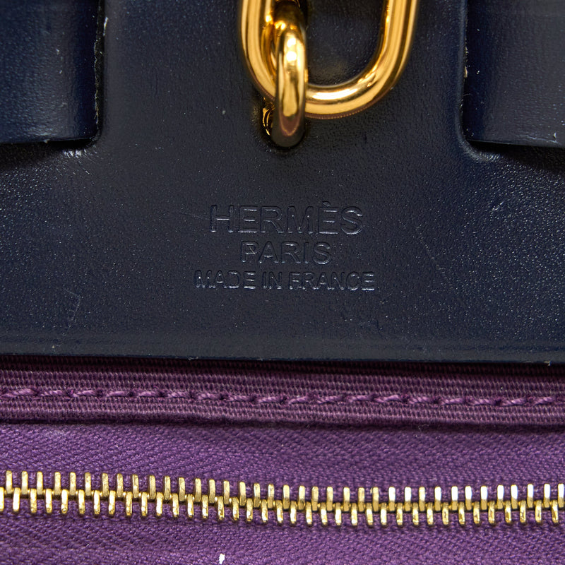 Hermes Herbag 31 Zip Bag Canvas/Vache Hunter Cassie/Bleu Indigo GHW Stamp D
