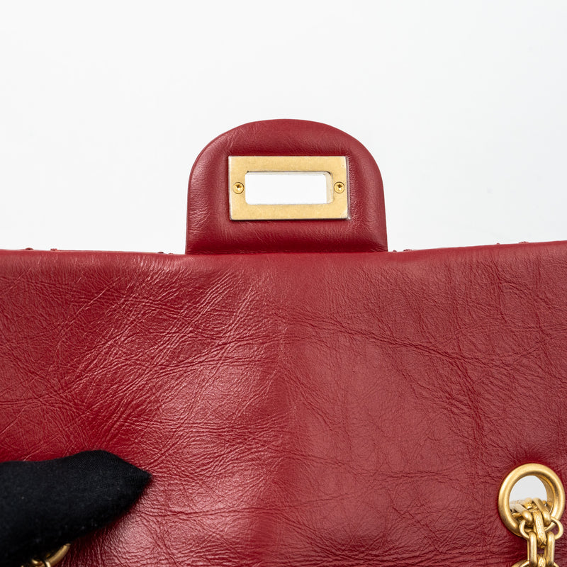 Chanel mini 2.55 reissue flap bag aged calfskin red GHW