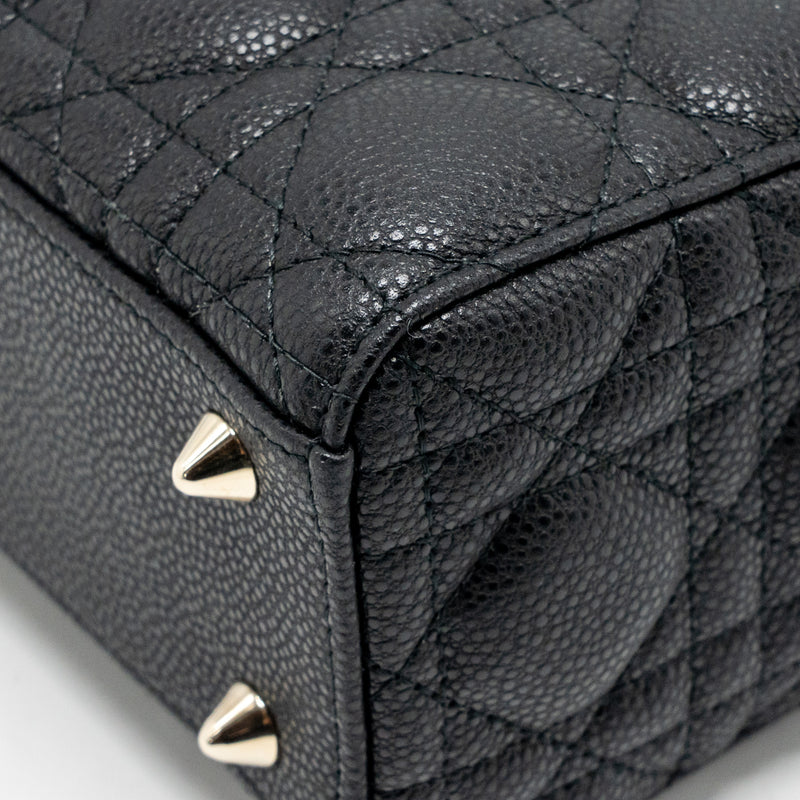 Dior Small Lady Dior Bag Grained Cannage Calfskin Black LGHW