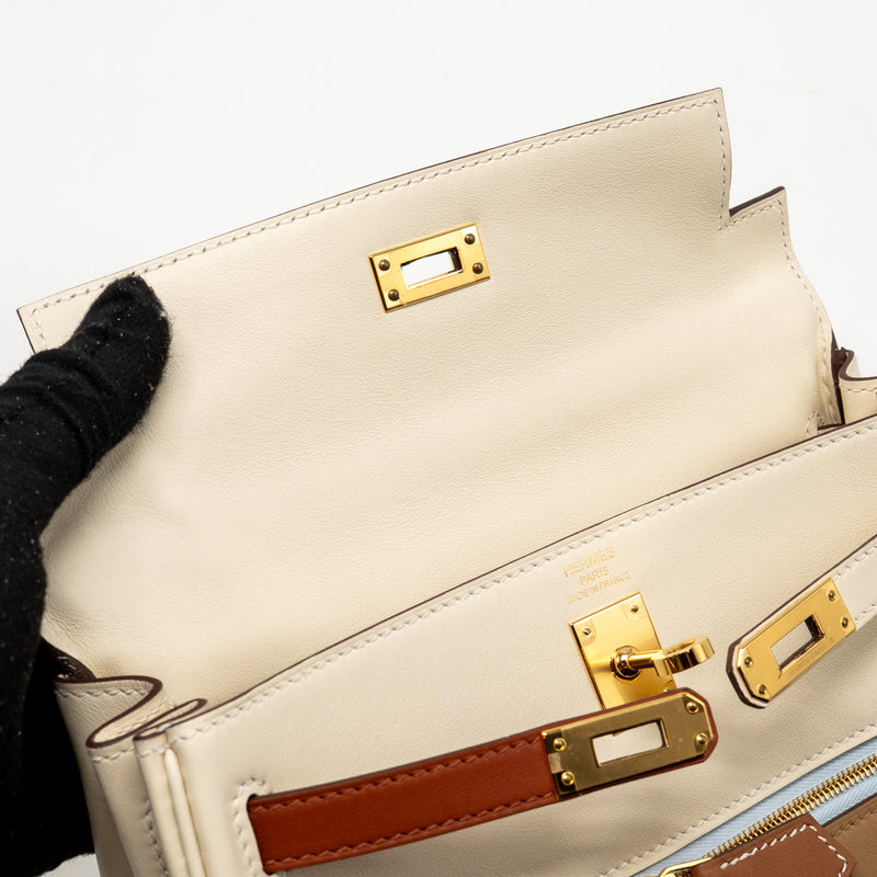Hermes Kelly 25 Colormatic Swift Nata/Chai/Cuivre/Lime/Mauve Sylvestre GHW Stamp U