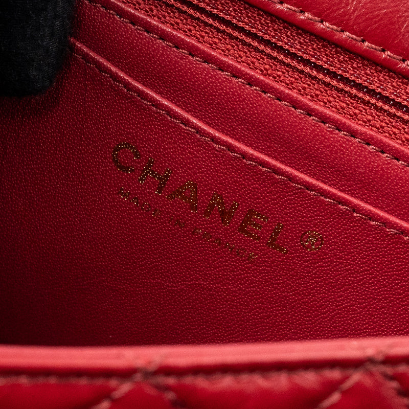 Chanel mini 2.55 reissue flap bag aged calfskin red GHW