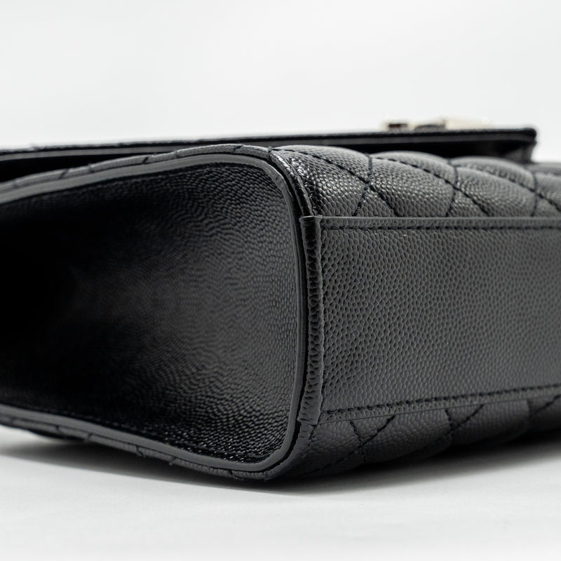 Saint Laurent/YSL Medium Envelope Chain Bag Grained Calfskin Mix Matelasse Black SHW