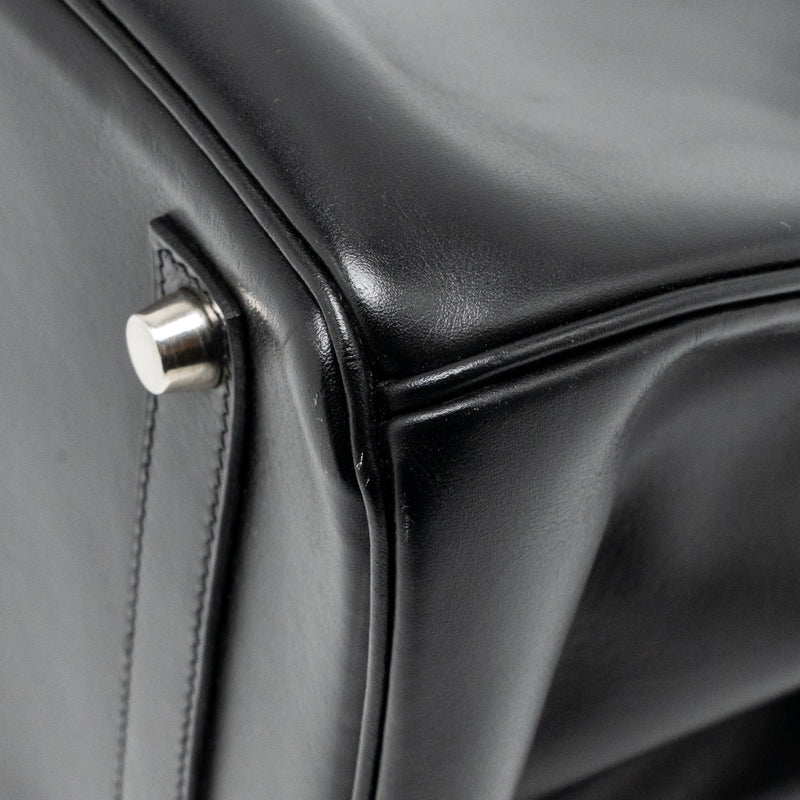 Hermes Birkin 35 Box Black SHW Stamp Square I