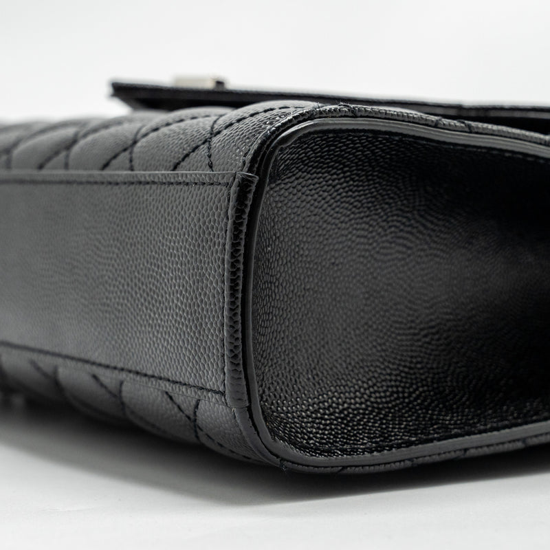 Saint Laurent/YSL Medium Envelope Chain Bag Grained Calfskin Mix Matelasse Black SHW
