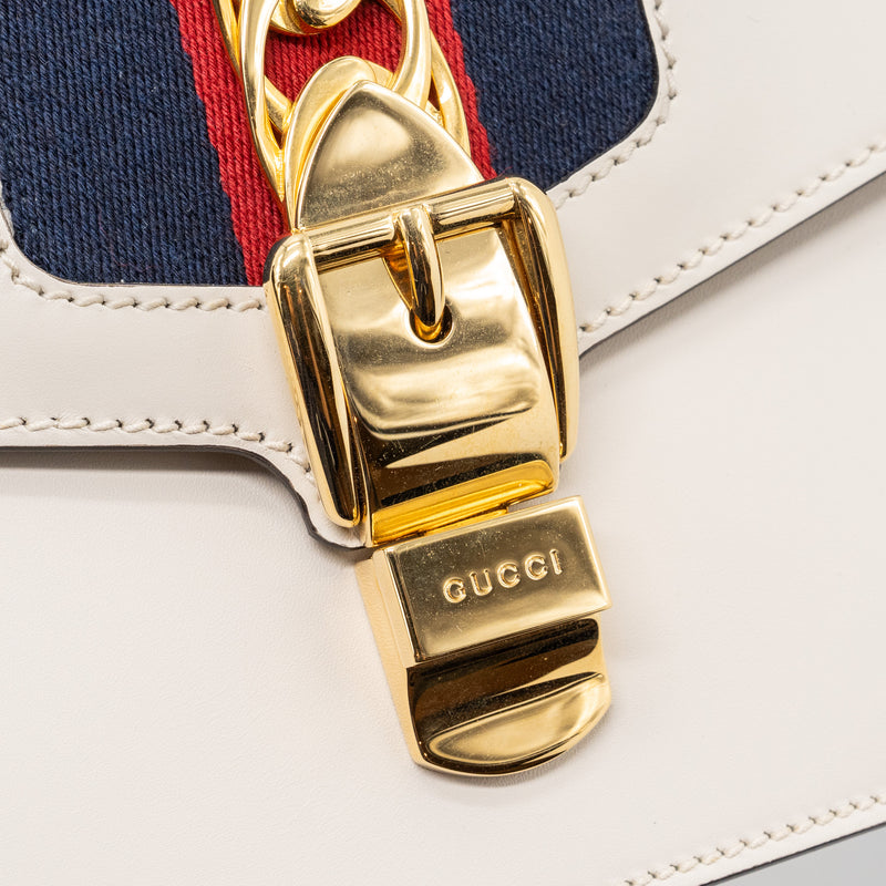 Gucci Sylvie Shoulder Bag Calfskin White GHW