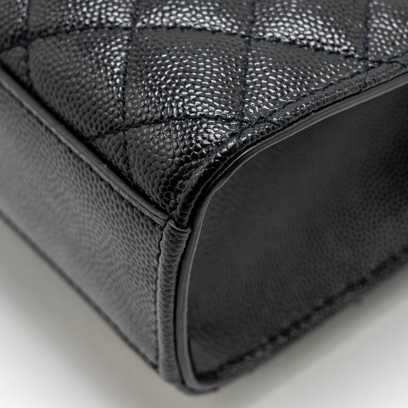 Saint Laurent/YSL Medium Envelope Chain Bag Grained Calfskin Mix Matelasse Black SHW