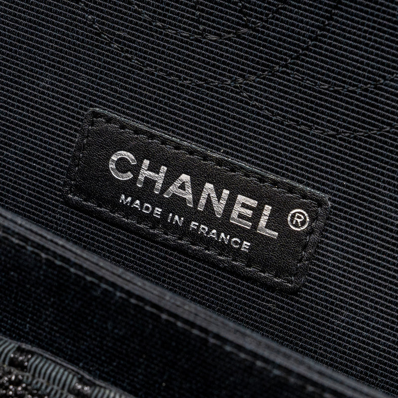 Chanel Medium Classic Double flap bag Tweed black SHW