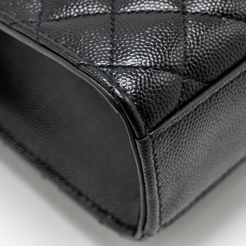 Saint Laurent/YSL Medium Envelope Chain Bag Grained Calfskin Mix Matelasse Black SHW