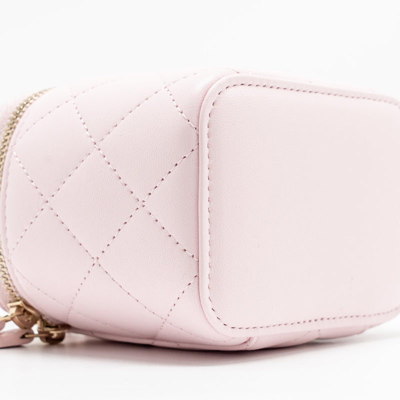 Chanel Top Handle Mini Vanity Case with Chain Lambskin Light Pink LGHW