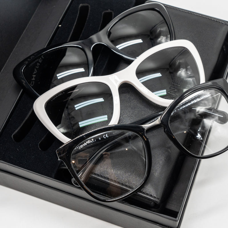 Chanel Magnetic Clip On Sunglasses Black/White