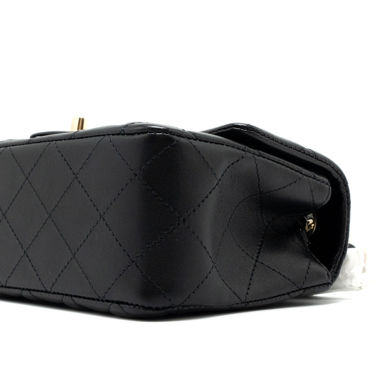 Chanel Mini Rectangular Flap Bag Lambskin Black LGHW (Microchip)