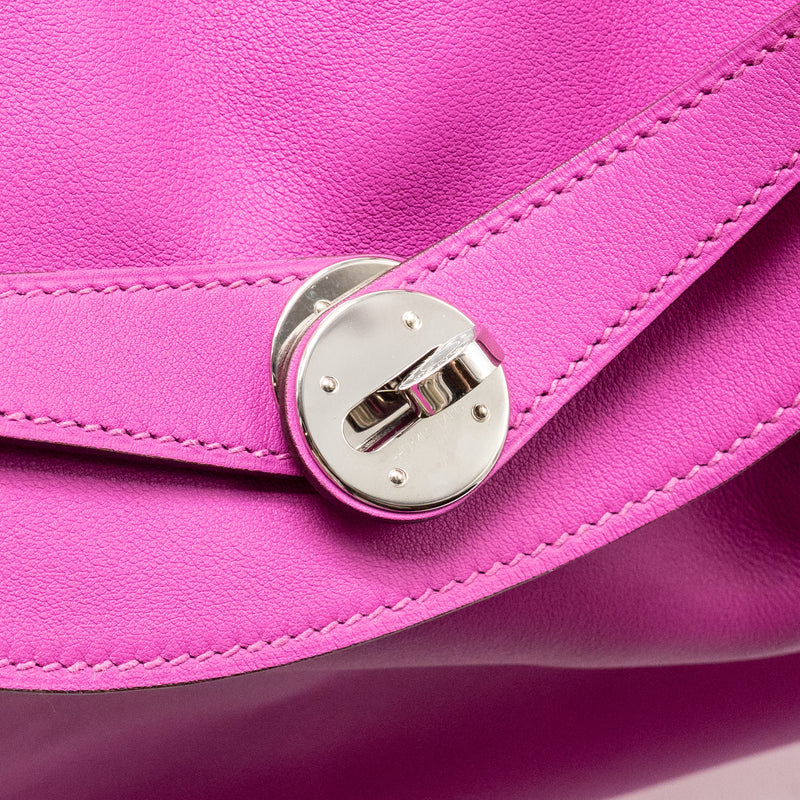 Hermes Lindy 30 Swift/Epsom with Multicoloured Weaving Strap Rose Pourpre SHW Stamp C