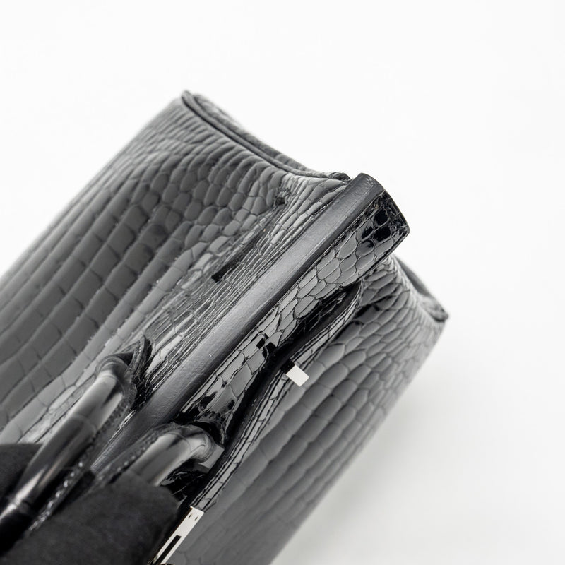 Hermes birkin 25 Shiny crocodile porosus black SHW stamp Z