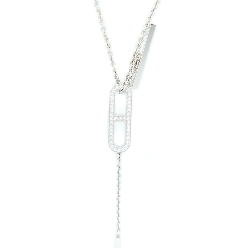 Hermes Ever Chaine D'ancre Lariat Necklace White Gold Diamonds