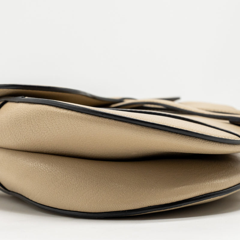 Dior Medium Saddle Bag Goatskin Beige GHW