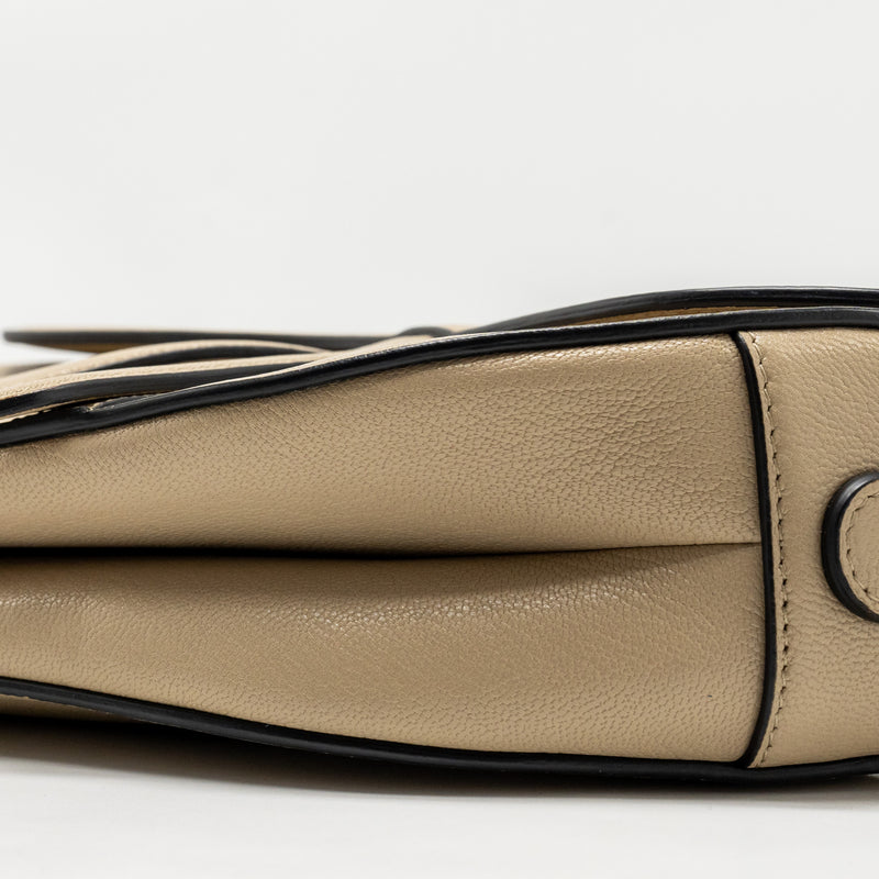Dior Medium Saddle Bag Goatskin Beige GHW
