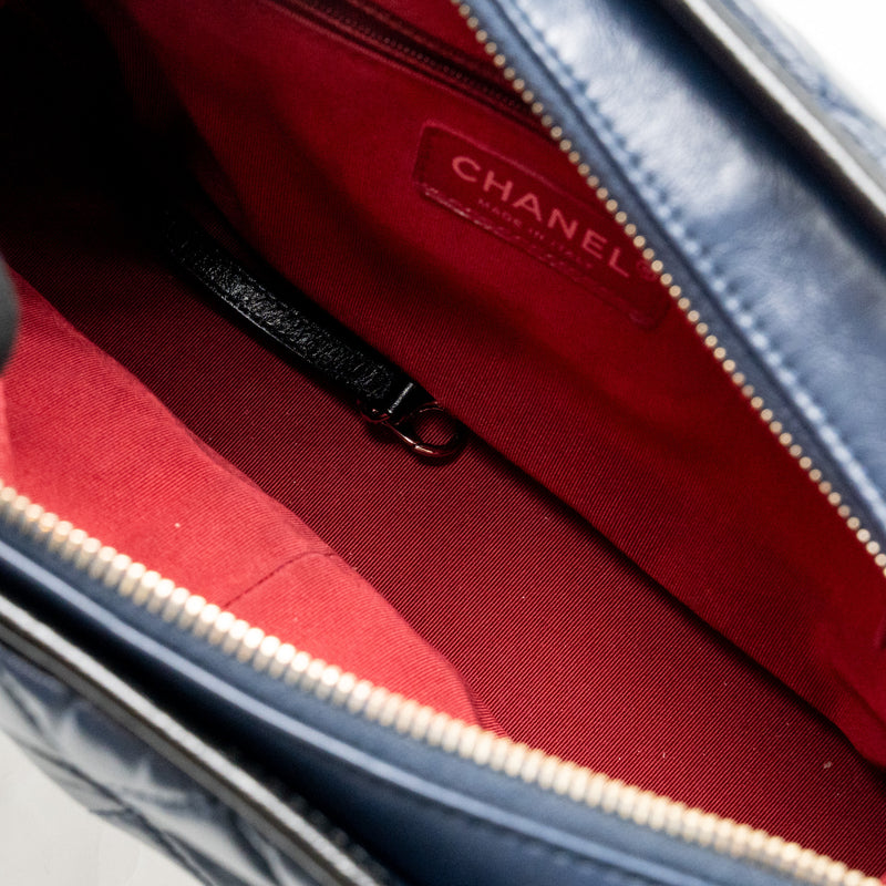 Chanel Gabrielle Hobo Bag Aged Calfskin Navy/Black Multicoloured Hardware