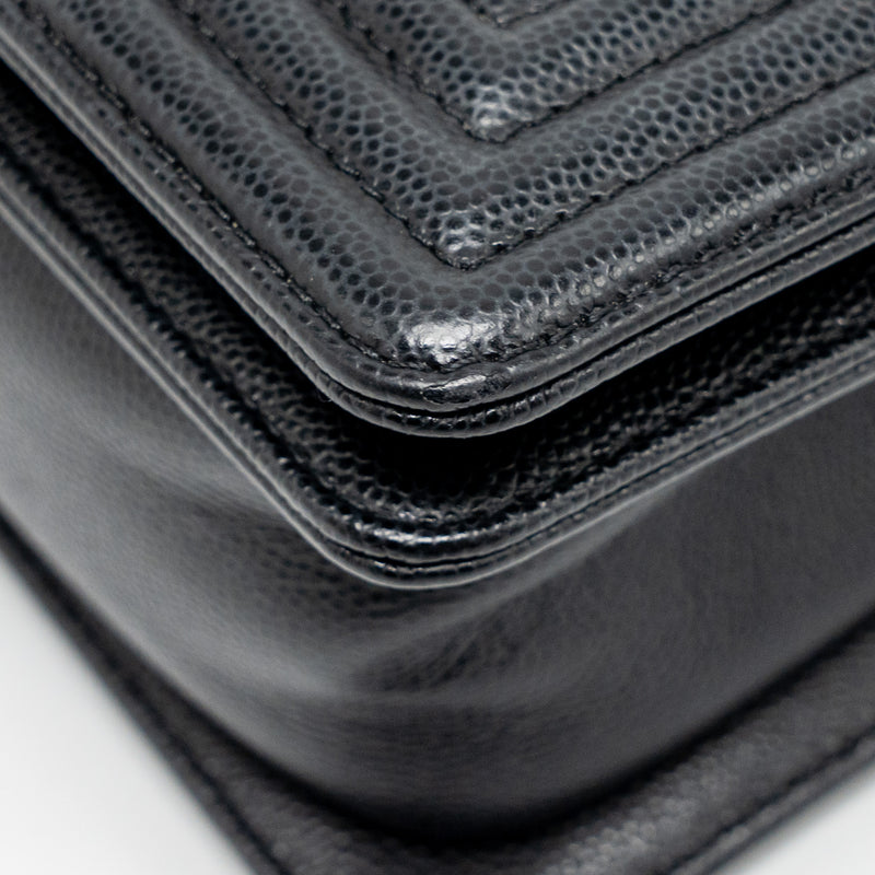 Chanel Small Boy Bag Caviar Black GHW (Microchip)