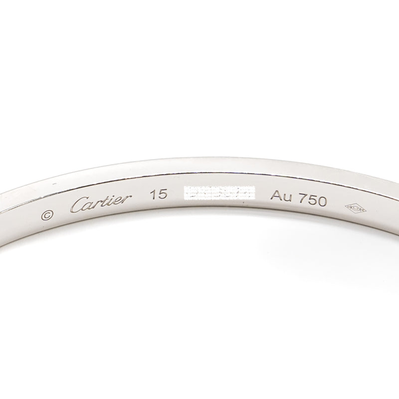 CARTIER Size 15 Love Bracelet Small Model White Gold 6 Diamonds