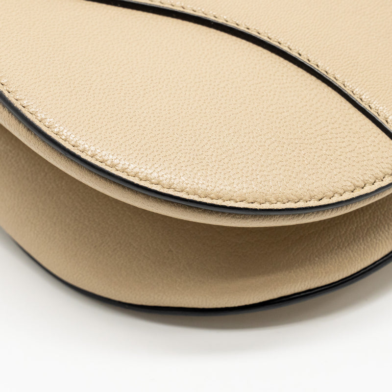 Dior Medium Saddle Bag Goatskin Beige GHW
