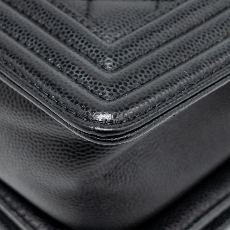 Chanel Small Boy Bag Caviar Black GHW (Microchip)