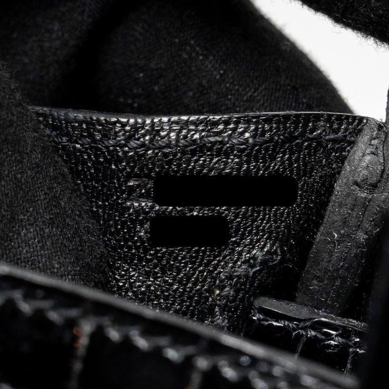 Hermes birkin 25 Shiny crocodile porosus black SHW stamp Z