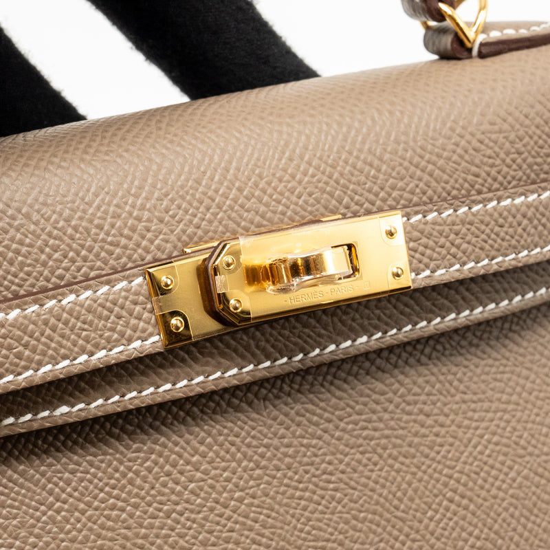 Hermes Mini Kelly II Epsom Etoupe GHW Stamp K