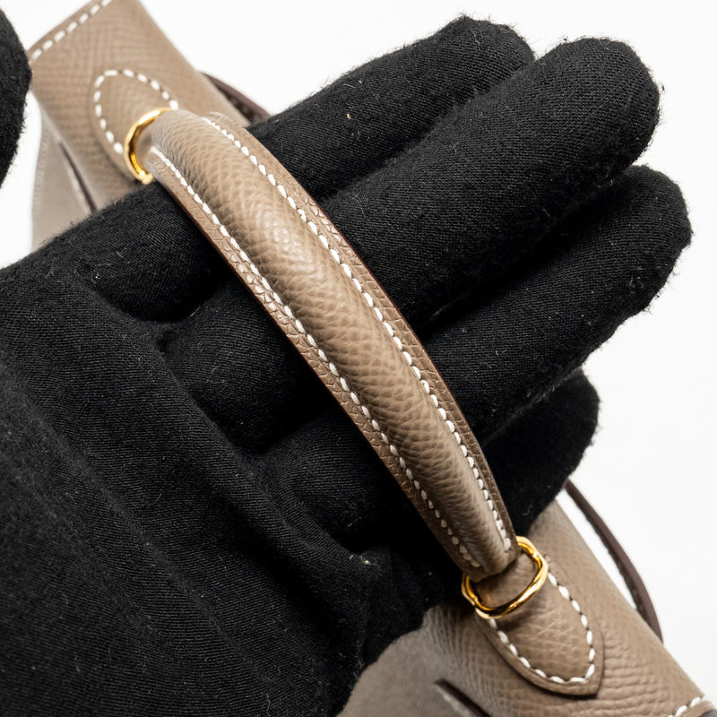 Hermes Mini Kelly II Epsom Etoupe GHW Stamp K