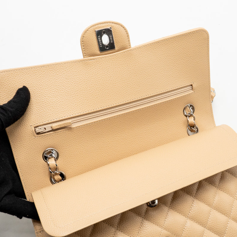 Chanel Medium Classic Double Flap Bag Caviar Beige SHW (Microchip)