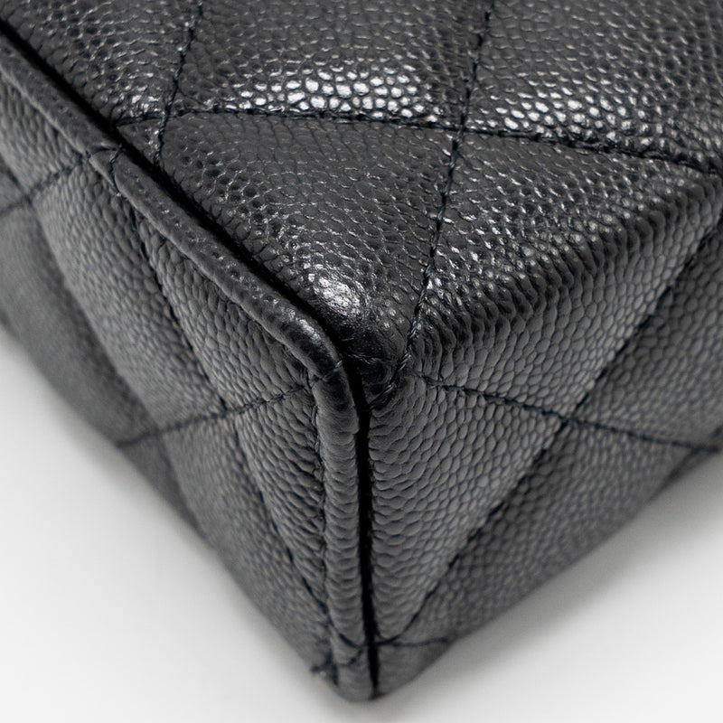Chanel Top Handle vanity with chain caviar black LGHW (microchip)