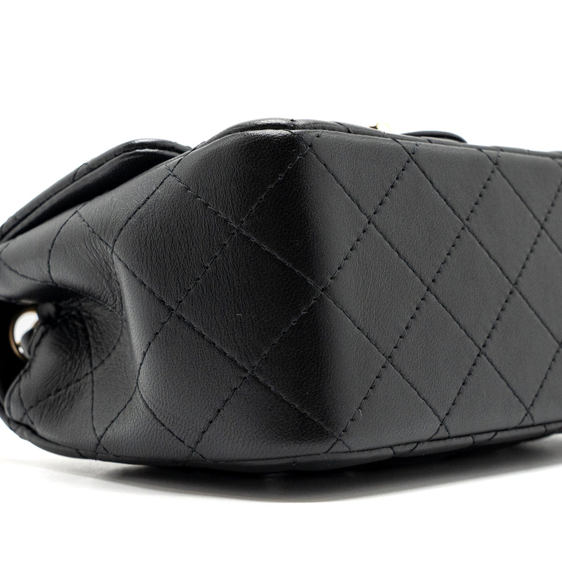 Chanel Mini Square Flap Bag Lambskin Black GHW (Microchip)