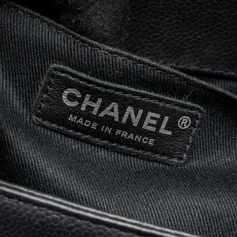 Chanel medium boy bag limited quilted caviar black ruthenium hardware