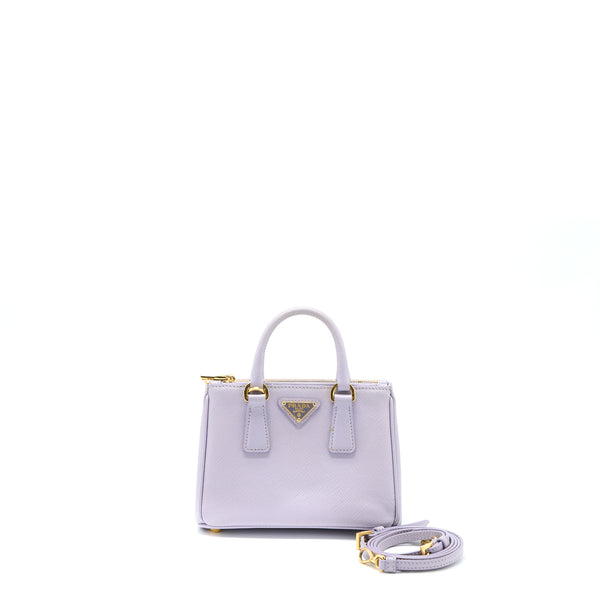 Prada Galleria Saffiano Mini Bag Leather Light Purple GHW