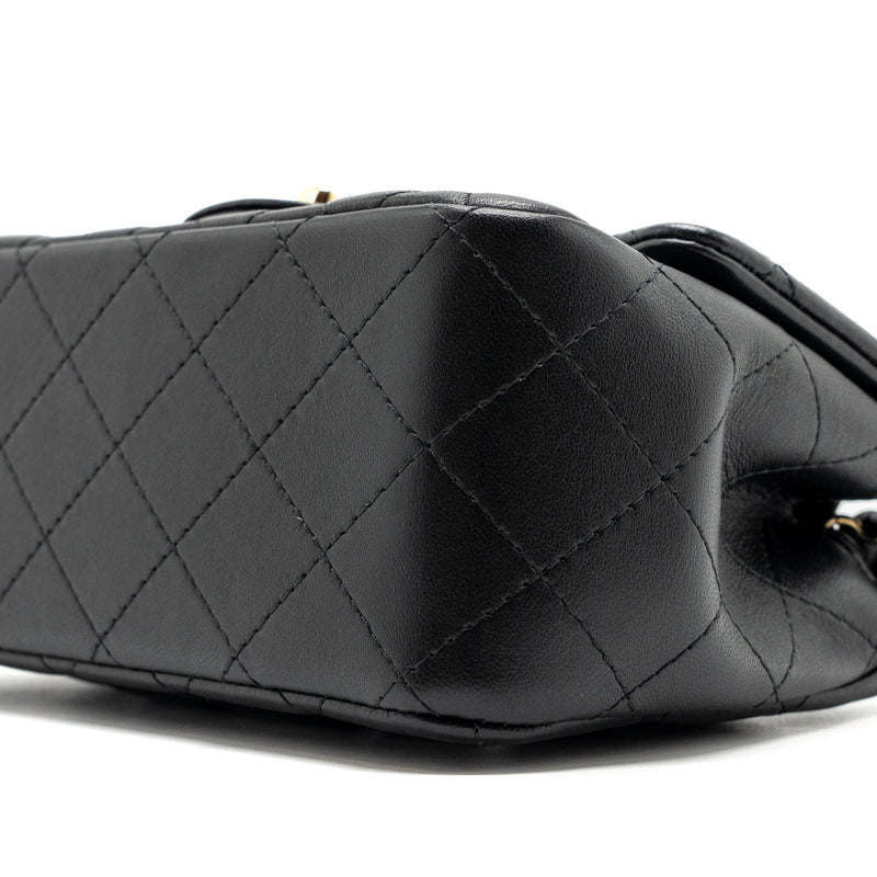 Chanel Mini Square Flap Bag Lambskin Black GHW (Microchip)