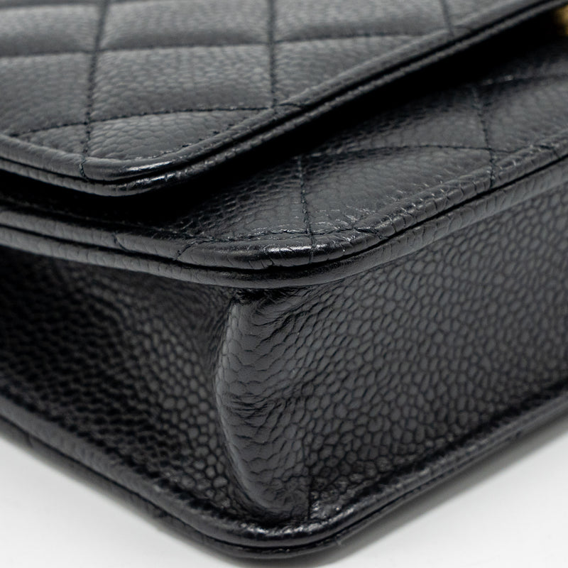 Chanel Classic Wallet On Chain Caviar Black GHW (microchip)