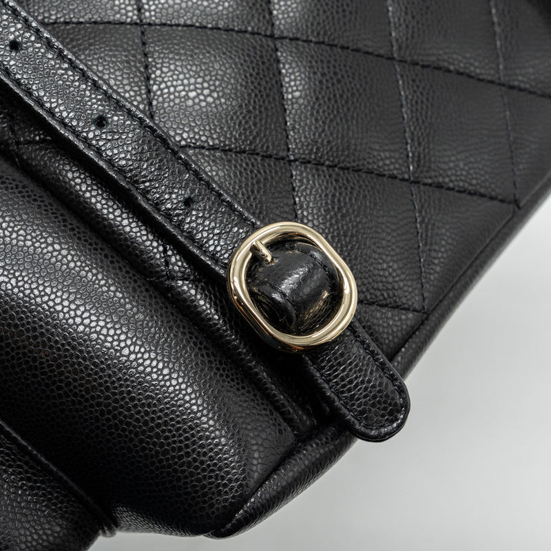 Chanel 23K triple pocket backpack caviar black LGHW (microchip)