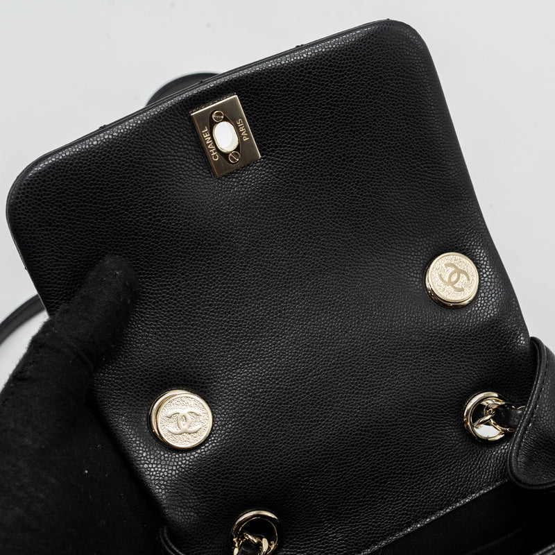 Chanel 23K triple pocket backpack caviar black LGHW (microchip)