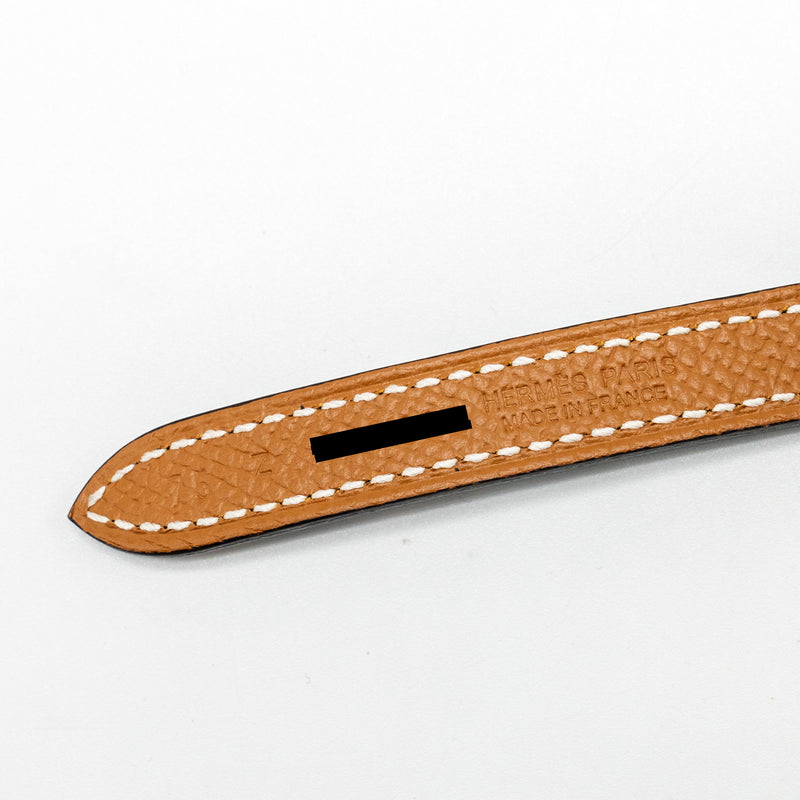 Hermes Size 75 13mm H AU CARRE Belt Reversible Leather Gold/Black GHW Stamp Z