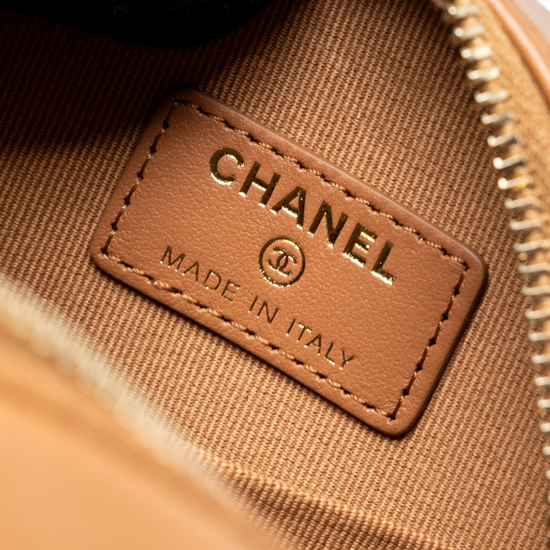 Chanel 19 Round Clutch with Chain Lambskin Caramel Multicolour Hardware (microchip)